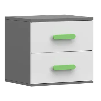 Noční stolek Nábytek PEGAS s.r.o. Noční stolek SMYK II - 22, Šedá/Bílá/Zelená