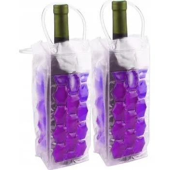Chladič na víno 2x AKTIVNÍ Gelový CHLADIČ NA VÍNO LÁHVE s Držákem Fialový