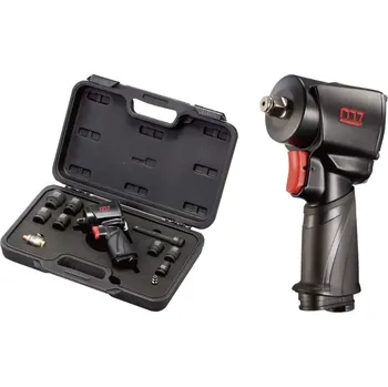 Pneumatický příklepový utahovák Mighty Seven M7 NC-4650K - 542Nm, 1/2", 6.3bar, 133l/min, 1.4kg, 7ks hlavic, prodlužovací nástavec, vsuvka pro rychlospojku, kufr
