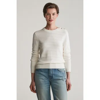 Dámský svetr SVETR GANT TEXTURED COTTON C-NECK EGGSHELL