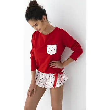 Dámské noční prádlo Dámské pyžamo SENSIS TAYLOR červená-smetanová XL 0