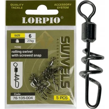 Obratlík se spirálovou sponou Lorpio Rolling Screwed 6 5ks