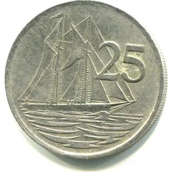 Sběratelství KAJMANSKÉ OSTROVY. 25 cents 1987.