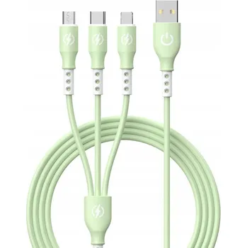 Datový kabel Kabel Interlook USB - USB typ C / microUSB / Lightning 1,2 m zelený