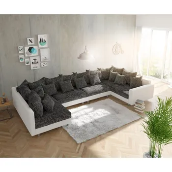 Pohovka Pohovka ve tvaru "U" Clovis XL bílá černá s područkami