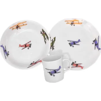 Talíř Český porcelán Dětská jídelní souprava LETADLA, 3dílná