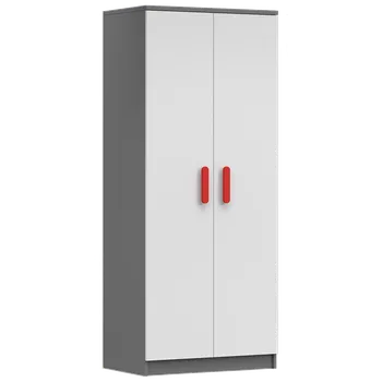 Dětská skříň Nábytek PEGAS s.r.o. Šatní skříň 2D SMYK II - 06, Šedá/Bílá/Červená