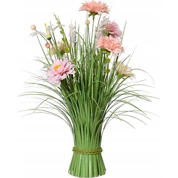 umělá květina Umělá TRÁVA s květy RŮŽOVÉ KVĚTY dekorace JARO 40cm