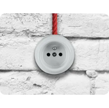 Elektrická zásuvka KERAMICKÁ ZÁSUVKA, POVRCHOVÁ, VINTAGE, BÍLÁ [VIN1002]