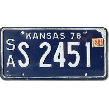 Plechová cedule Americká SPZ Kansas 1976 Blue S 2451