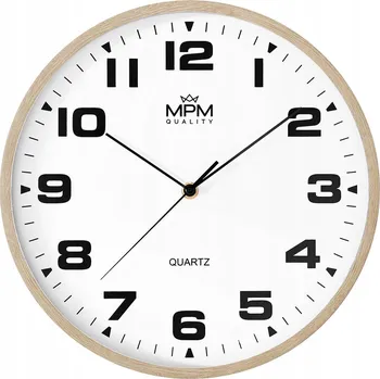 Hodiny HNĚDÉ TICHÉ KLASICKÉ KULATÝ NÁSTĚNNÉ HODINY MPM E01.4462.5000 30,5 cm