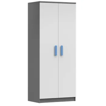 Dětská skříň Nábytek PEGAS s.r.o. Šatní skříň 2D SMYK II - 06, Šedá/Bílá/Modrá