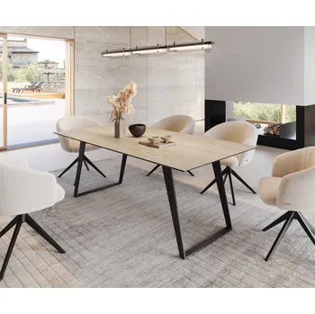 Jídelní stůl Jídelní stůl Edge 200x100 keramika travertin přírodní kovová