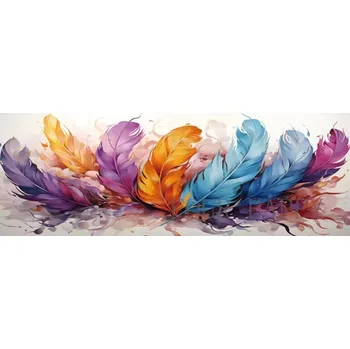 Diamantové malování Diamantové malování - Barevná pírka (85 x 45) + perleťové kamínky