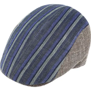 Čepice Fiebig - Headwear since 1903 Pánská jarní lehčí bekovka od Fiebig - pruhovaná modrá Velikost: 61 cm (XL)