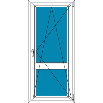 Okno Balkónové dveře 100x200 Jednokřídlé Otevírací a Sklopné dělené Aluplast Ideal 4000 BARVA PROFILU: Bílá - Tmavý dub