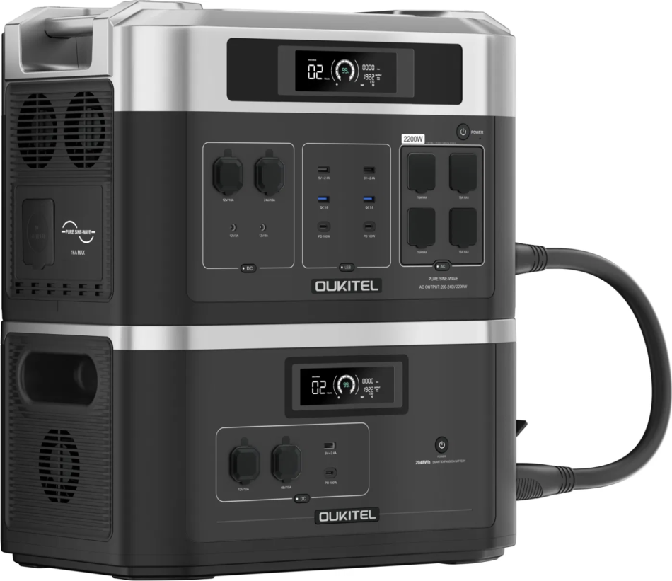 Bateriová stanice OUKITEL BP2000E PRO + 1x B2000 - kapacita 4 kwh a výkonem 3600 W