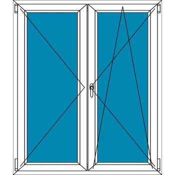 Okno Balkónové dveře 100x220 Dvoukřídlé Aluplast Ideal 4000 BARVA PROFILU: Bílá - Tmavý dub