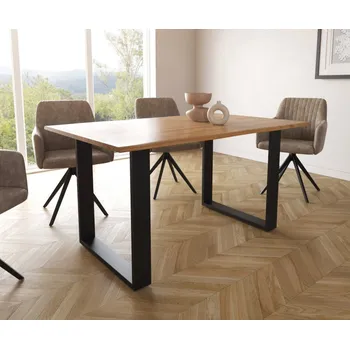 Jídelní stůl Jídelní stůl Edge 140x90 přírodní akácie tenká podnož černá