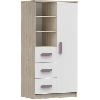 Knihovna Nábytek PEGAS s.r.o. Regál 80 3S1D SMYK III - 05, Dub Sonoma/Bílá/Vřes