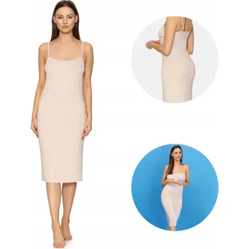 Dámské šaty Spodnička pod šaty dlouhá noční košile noční šaty MS10-402 Ecru S