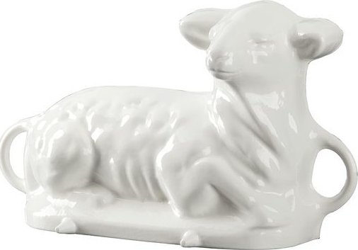 Český smalt GOURMETINA Litinová smaltovaná pečící forma Beránek LEOPOLD - Papírově bílá 37*21*8,5 cm