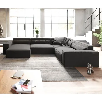 Pohovka Pohovka ve tvaru "U" Sirpio XL 360x260 cm mikrovlákno černá