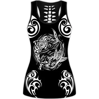 Dámské legíny Sportovní set legíny a tílko 3D potisk Pohnpei Polynesian Culture Velikost: S, Barva (Varianta): Tank top