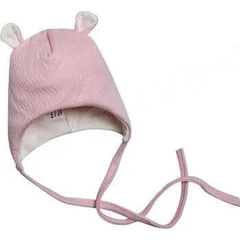 Kojenecká čepice bavlněná zavazovací čepička Baby service růžová velikost 36