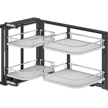 Nábytkové kování Slepý roh WIRELI Elegance s tl. dovřením - Levý, 864-900x535x580mm, bílá, chrom