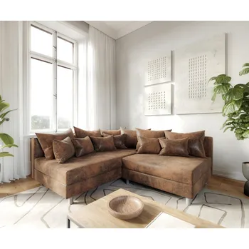 Pohovka Rohová pohovka Clovis hnědá starožitné vintage lenoška levá