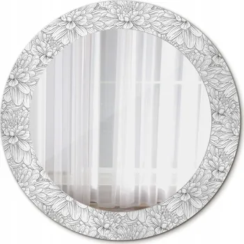 Zrcadlo Zrcadlo závěsné se skleněným rámem, motiv lotosových květů, 60 cm