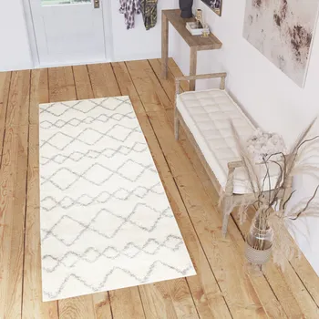 Koberec Běhoun na míru Delhi - čáry 1 - bílý Rozměr koberce: 120 cm