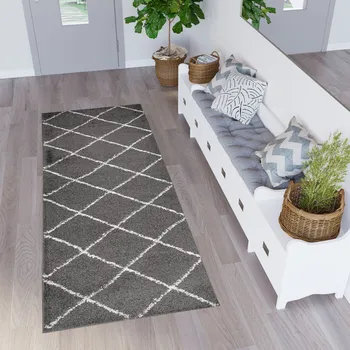 Koberec Běhoun na míru Delhi - mřížka 5 - šedý Rozměr koberce: 80 cm