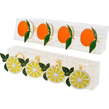 Prsten Kroužky na ubrousky s ovocem CITRON POMERANČ JARO 5 cm 4 ks
