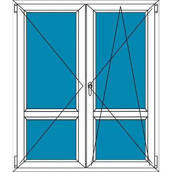 Okno Balkónové dveře 130x220 Dvoukřídlé dělené Aluplast Ideal 4000 BARVA PROFILU: Bílá - Tmavý dub