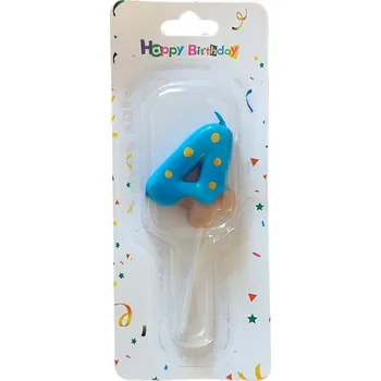 Dortová svíčka Modrá svíčka 4 Číslice Elegantní dětské narozeninové koblihové svíčky