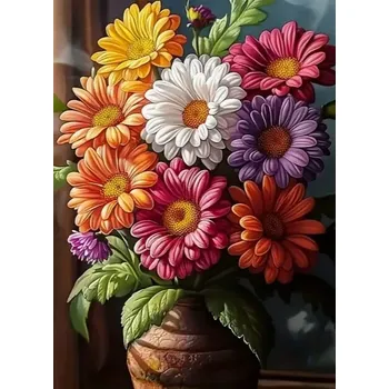 Diamantové malování Diamantové malování - Barevné gerbery (50x70)