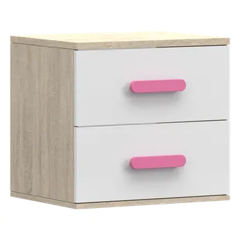 Noční stolek Nábytek PEGAS s.r.o. Noční stolek SMYK III - 22, Dub Sonoma/Bílá/Růžová