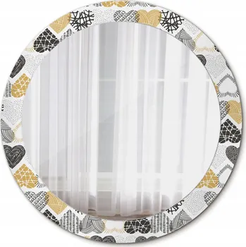 Zrcadlo Moderní Zrcadlo Kulaté Srdce styl Doodle 80cm