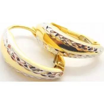 Náušnice Klenoty Budín Dámské gravírované náušnice z bílého a žlutého zlata 585/1,58gr 27761 (Klenoty Budín Dámské gravírované náušnice z bílého a žlutého zlata 585/1,58gr 27761)