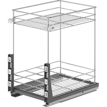 Nábytkové kování Plnovýsuvný dvojkoš Komfort spodní s tlumeným dovřením, 339x517x505 mm, chrom