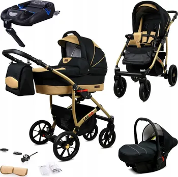 Kočárek Kočárek 4v1 BabyLux LARGO: sportovní kočárek, hluboká korba, autosedačka, základna ISOFIX