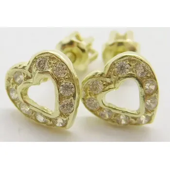 Náušnice Klenoty Budín Dámské zlaté peckové náušnice srdce se zirkony na šroubek 585/1,33gr 03428 (Klenoty Budín Dámské zlaté peckové náušnice srdce se zirkony na šroubek 585/1,33gr 03428)