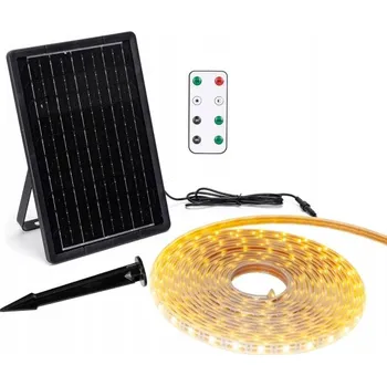 LED páska SADA Solární LED pásek teplá barva 20 m 20 W IP65 voděodolný s dálkovým ovládáním