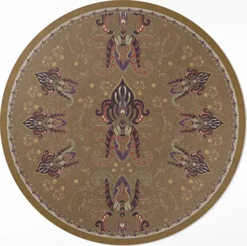 Koberec Kulatý Koberec Vinyl do ložnice Rozměr ⌀ 50 cm Květinové rostlinné ornamenty