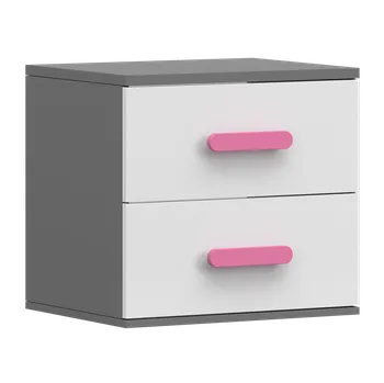 Noční stolek Nábytek PEGAS s.r.o. Noční stolek SMYK II - 22, Šedá/Bílá/Růžová