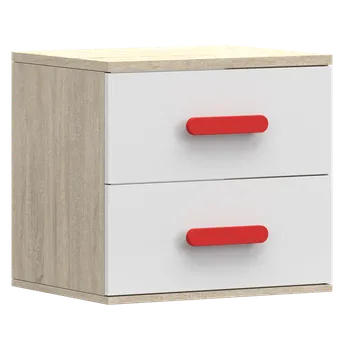 Noční stolek Nábytek PEGAS s.r.o. Noční stolek SMYK III - 22, Dub Sonoma/Bílá/Červená