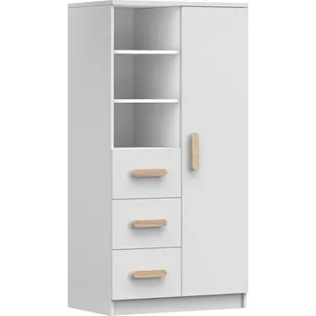 Knihovna Regál 80 3S1D SMYK I - 05, Bílá Mat/Sonoma