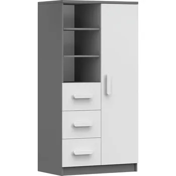 Knihovna Regál 80 3S1D SMYK II - 05, Šedá/Bílá/Bílá